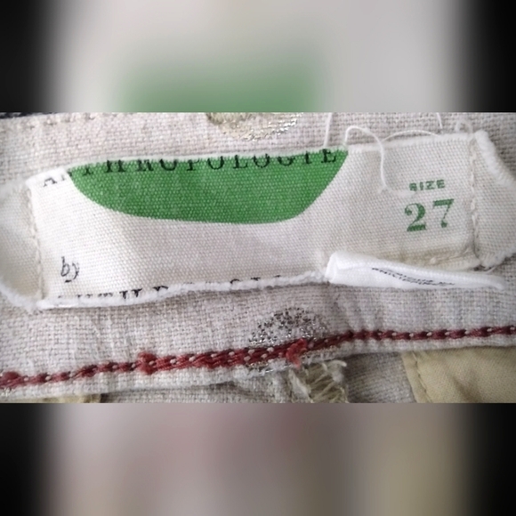 Anthropologie Linen Metallic Polka Dot Shorts Women's 27 Gold Preppy Academia - Picture 8 of 11